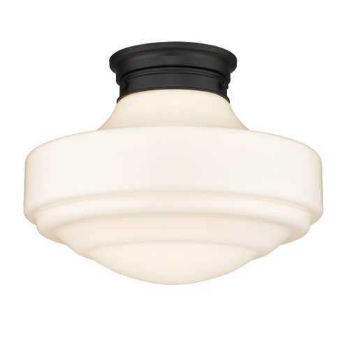 Golden Lighting Ingalls 1-light 16in Semi-Flush Mount in Matte Black and Vintage Milk Glass (36|0508-LSF BLK-VMG)