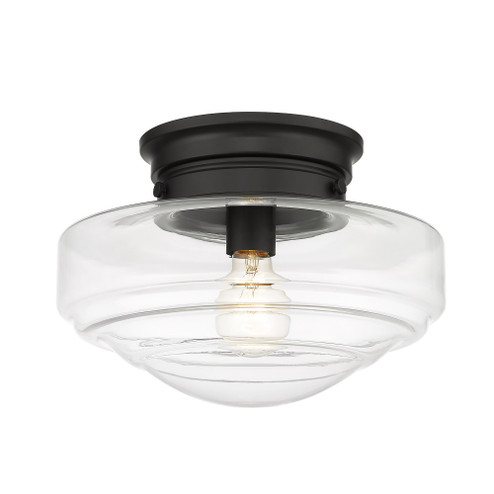 Golden Lighting Ingalls 1-light 12in Semi-Flush Mount in Matte Black and Clear Glass (36|0508-SF BLK-CLR)