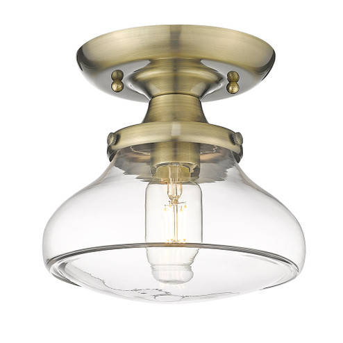 Wry Lighting Nash 1-light Semi-Flush Mount in Aged Brass (36|3419-SF AB-CLR)
