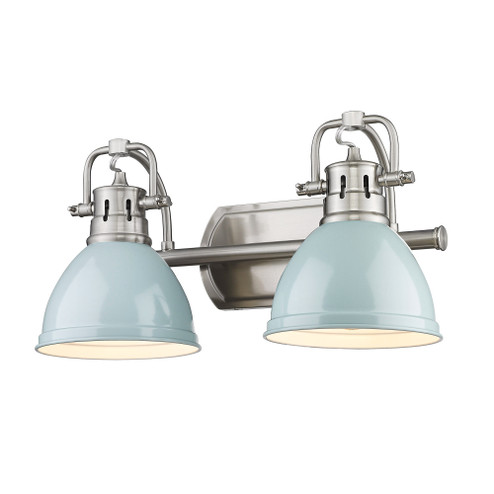 Yep by Golden Lighting Duncan 2-light Vanity in Pewter and Seafoam shade (36|3602-BA2 PW-SF)