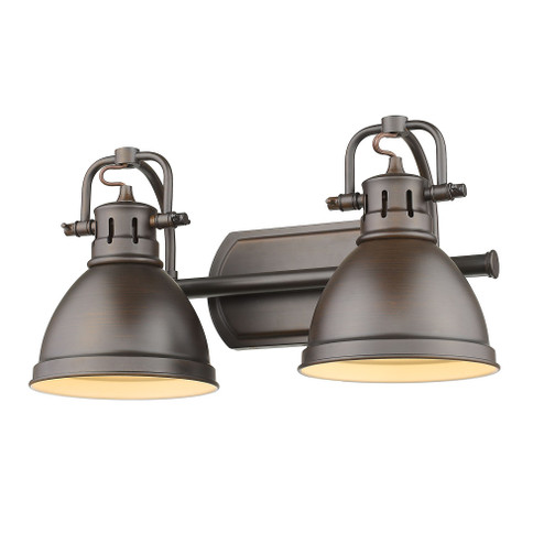 Yep by Golden Lighting Duncan 2-light Vanity in Rubbed Bronze and Rubbed Bronze shade (36|3602-BA2 RBZ-RBZ)