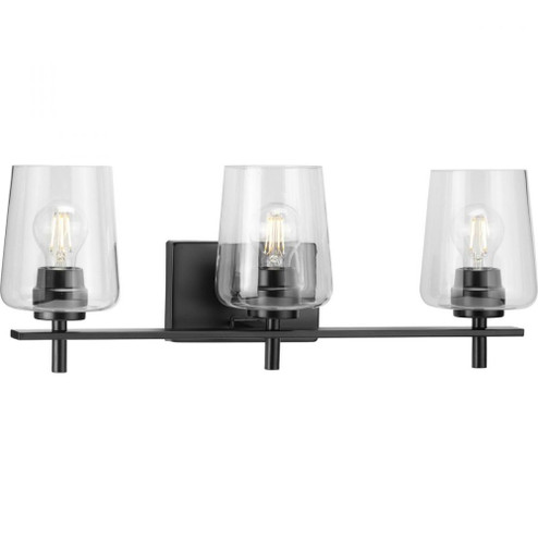 Calais Collection Three-Light Matte Black Clear Glass New Traditional Bath Vanity Light (149|P300362-31M)