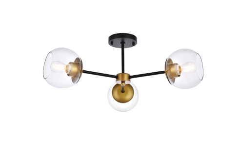 Briggs 26 inch flush mount in black and brass with clear shade (758|LD648F26BRK)