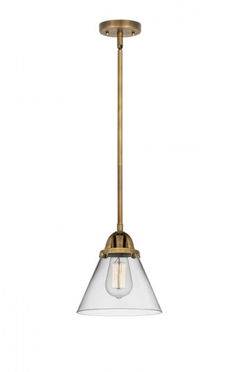 Cone - 1 Light - 8 inch - Brushed Brass - Stem hung - Mini Pendant (3442|288-1S-BB-G42)