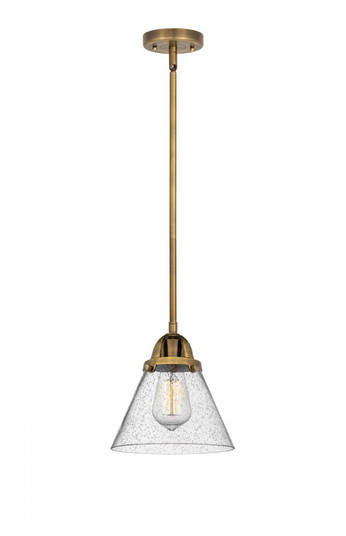 Cone - 1 Light - 8 inch - Brushed Brass - Stem hung - Mini Pendant (3442|288-1S-BB-G44-LED)