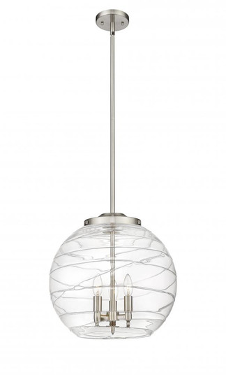 Athens Deco Swirl - 3 Light - 16 inch - Brushed Satin Nickel - Cord hung - Pendant (3442|221-3S-SN-G1213-16)