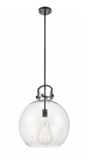 Newton Sphere - 1 Light - 16 inch - Matte Black - Stem hung - Pendant (3442|410-1S-BK-16CL)