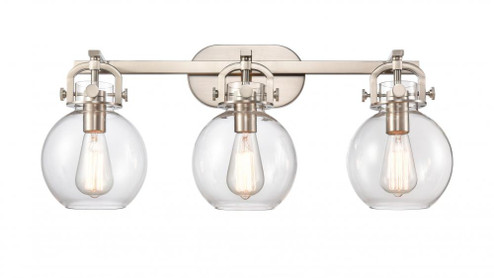Newton Sphere - 3 Light - 27 inch - Brushed Satin Nickel - Bath Vanity Light (3442|410-3W-SN-7CL)