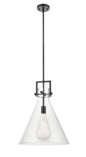 Newton Cone - 1 Light - 16 inch - Matte Black - Stem hung - Pendant (3442|411-1S-BK-16CL)