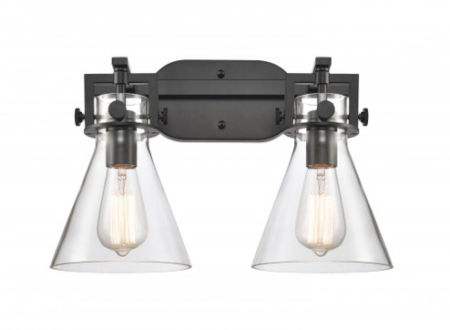 Newton Cone - 2 Light - 17 inch - Matte Black - Bath Vanity Light (3442|411-2W-BK-7CL-LED)