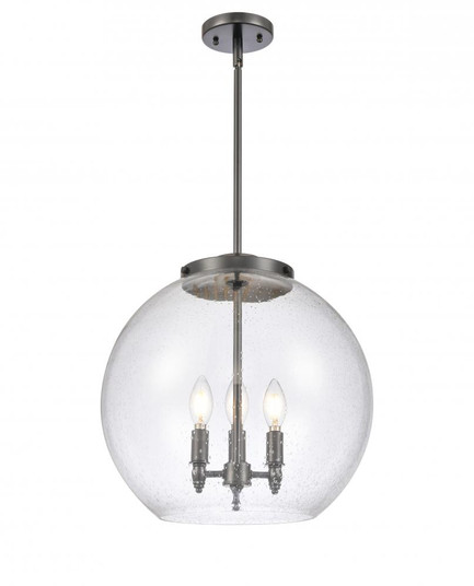 Athens - 3 Light - 16 inch - Matte Black - Stem hung - Pendant (3442|221-3S-BK-G124-16)