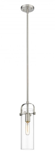 Pilaster - 1 Light - 12 inch Long Glass - Brushed Satin Nickel - Stem hung - Mini Pendant (3442|423-1S-SN-4CL-LED)
