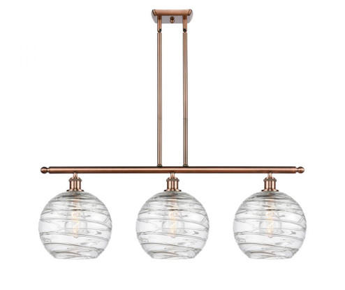 Athens Deco Swirl - 3 Light - 37 inch - Antique Copper - Stem hung - Island Light (3442|516-3I-AC-G1213-10)