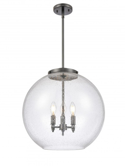 Athens - 3 Light - 18 inch - Matte Black - Cord hung - Pendant (3442|221-3S-BK-G124-18)