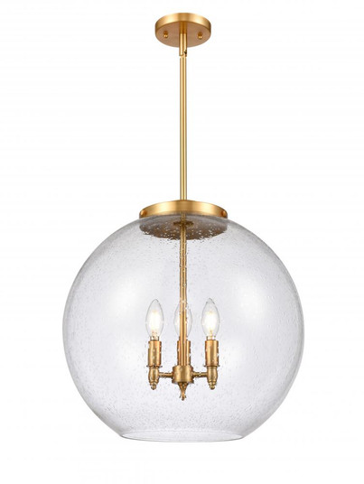Athens - 3 Light - 18 inch - Satin Gold - Stem hung - Pendant (3442|221-3S-SG-G124-18)