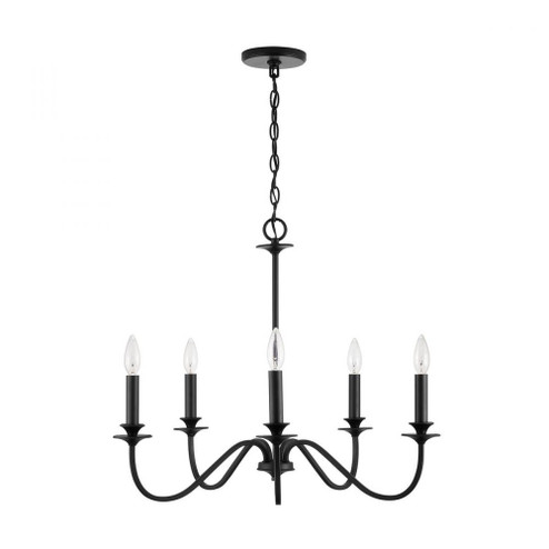 5-Light Chandelier in Matte Black with Decorative Double Bobeches (8583|9F375A)