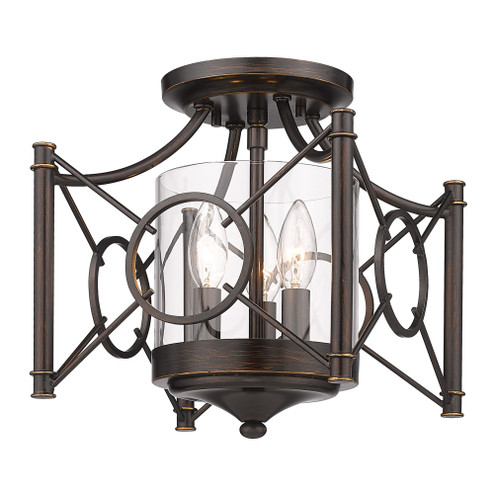 Wry Lighting Quincy 3-light Semi-Flush Mount in Cordoban Bronze (36|3718-SF CDB-CLR)