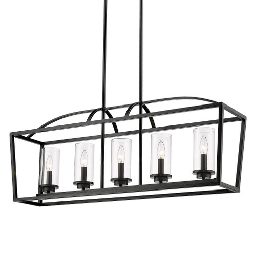 Golden Lighting Mercer 5-light Island Light in Matte Black and Clear Glass (36|4309-LP BLK-BLK-CLR)