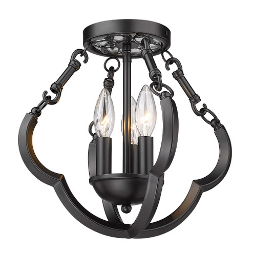 Wry Lighting Saxon 3-light Semi-Flush Mount in Matte Black (36|5926-SF12 BLK)