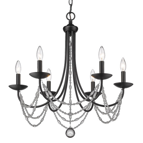 Golden Lighting Mirabella 6-light Chandelier in Matte Black (36|7644-6 BLK)