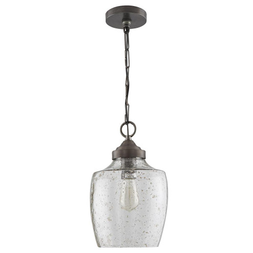 1-Light Stone Seeded Glass Pendant in Pewter (8583|330414PW)