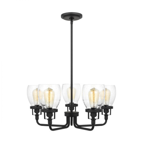 Belton transitional 5-light indoor dimmable ceiling up chandelier pendant light in midnight black fi (38|3214505-112)