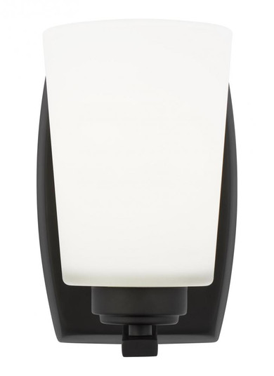 Franport transitional 1-light indoor dimmable bath vanity wall sconce in midnight black finish with (38|4128901-112)