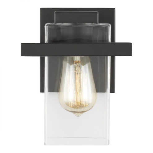 Mitte transitional 1-light indoor dimmable bath vanity wall sconce in midnight black finish with cle (38|4141501-112)
