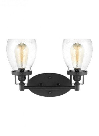 Belton transitional 2-light indoor dimmable bath vanity wall sconce in midnight black finish with cl (38|4414502-112)