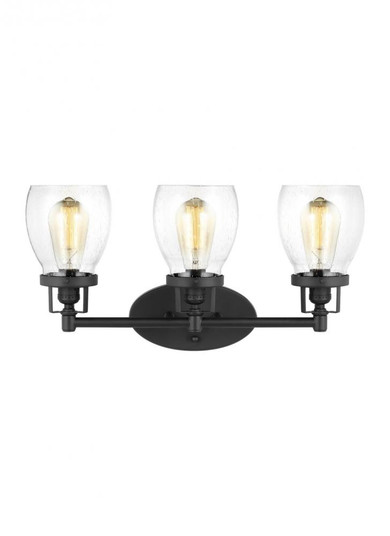 Belton transitional 3-light indoor dimmable bath vanity wall sconce in midnight black finish with cl (38|4414503-112)