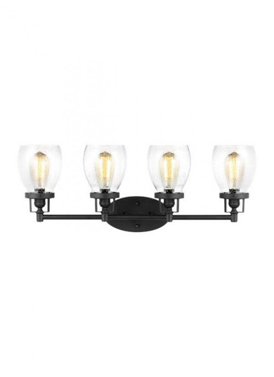 Belton transitional 4-light indoor dimmable bath vanity wall sconce in midnight black finish with cl (38|4414504-112)