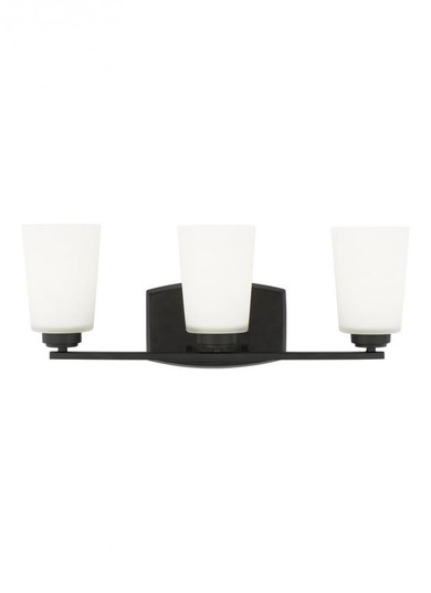 Franport transitional 3-light LED indoor dimmable bath vanity wall sconce in midnight black finish w (38|4428903EN3-112)