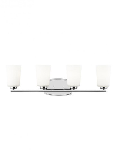 Franport transitional 4-light LED indoor dimmable bath vanity wall sconce in chrome silver finish wi (38|4428904EN3-05)