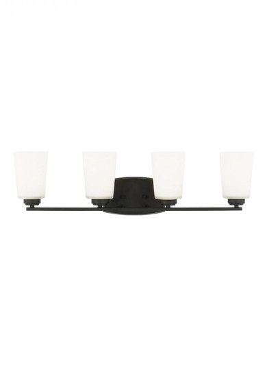Franport transitional 4-light LED indoor dimmable bath vanity wall sconce in midnight black finish w (38|4428904EN3-112)