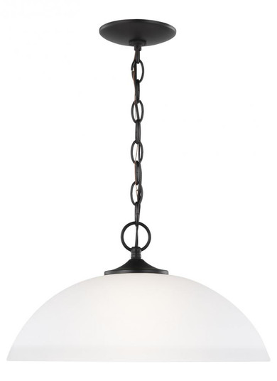 Geary transitional 1-light LED indoor dimmable ceiling hanging single pendant light in midnight blac (38|6516501EN3-112)