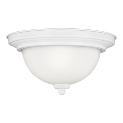Geary transitional 1-light LED indoor dimmable ceiling flush mount fixture in white finish with sati (38|77063EN3-15)