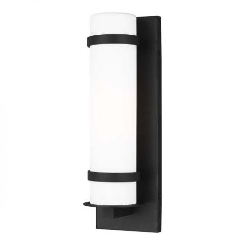 Alban modern 1-light outdoor exterior small wall lantern in black with etched opal glass shade (38|8518301-12)