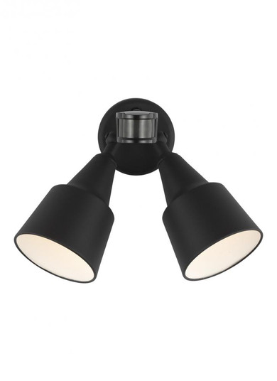 Flood Light traditional 2-light LED outdoor exterior flood with photo and motion sensor in black fin (38|8560702PMEN3-12)