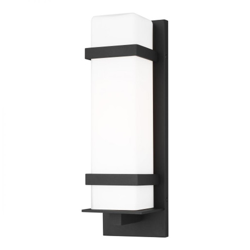 Alban modern 1-light outdoor exterior medium square wall lantern in black finish with etched opal gl (38|8620701-12)