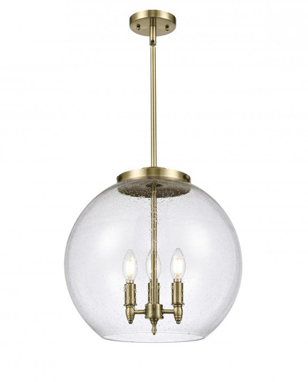 Athens - 3 Light - 16 inch - Antique Brass - Stem hung - Pendant (3442|221-3S-AB-G124-16)