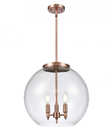 Athens - 3 Light - 16 inch - Antique Copper - Cord hung - Pendant (3442|221-3S-AC-G122-16)