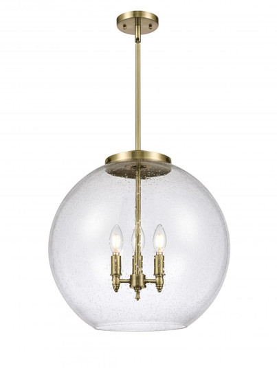 Athens - 3 Light - 18 inch - Antique Brass - Cord hung - Pendant (3442|221-3S-AB-G124-18)