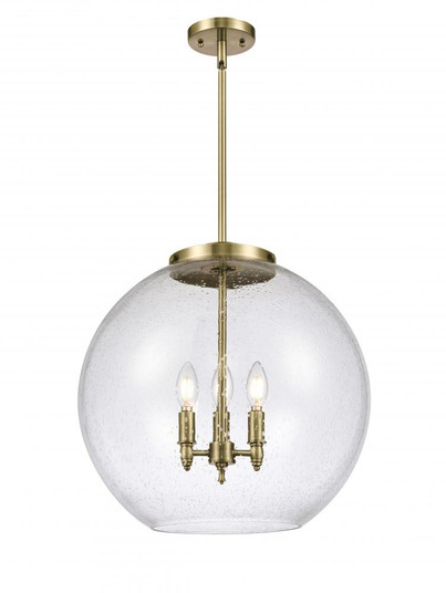 Athens - 3 Light - 18 inch - Antique Brass - Stem hung - Pendant (3442|221-3S-AB-G124-18)