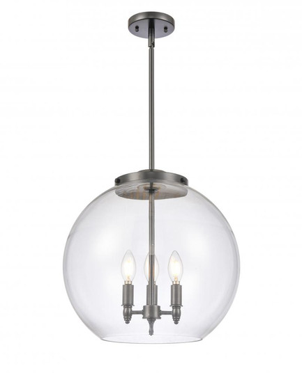 Athens - 3 Light - 16 inch - Matte Black - Stem hung - Pendant (3442|221-3S-BK-G122-16)