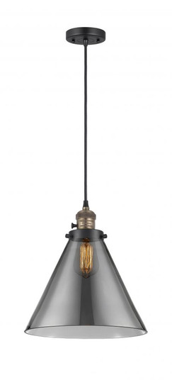 Cone - 1 Light - 12 inch - Black Antique Brass - Cord hung - Mini Pendant (3442|201CSW-BAB-G43-L-LED)