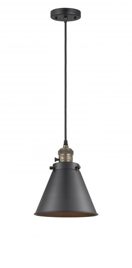 Appalachian - 1 Light - 8 inch - Black Antique Brass - Cord hung - Mini Pendant (3442|201CSW-BAB-M13-BK)