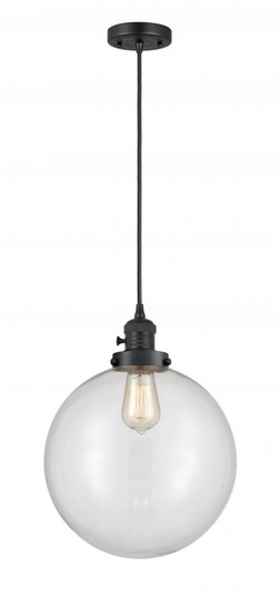 Beacon - 1 Light - 12 inch - Matte Black - Cord hung - Mini Pendant (3442|201CSW-BK-G202-12)