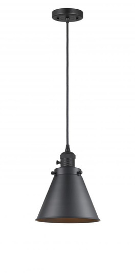 Appalachian - 1 Light - 8 inch - Matte Black - Cord hung - Mini Pendant (3442|201CSW-BK-M13-BK-LED)