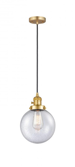 Beacon - 1 Light - 8 inch - Satin Gold - Cord hung - Mini Pendant (3442|201CSW-SG-G204-8-LED)