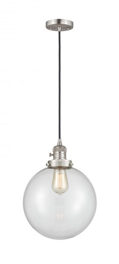 Beacon - 1 Light - 10 inch - Brushed Satin Nickel - Cord hung - Mini Pendant (3442|201CSW-SN-G202-10-LED)